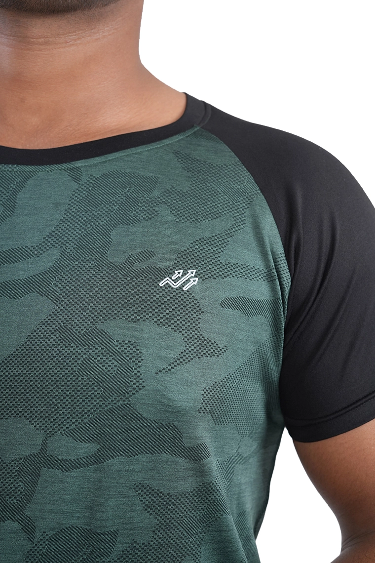buy online Men Active Wear Tshirt -Green Black (5)